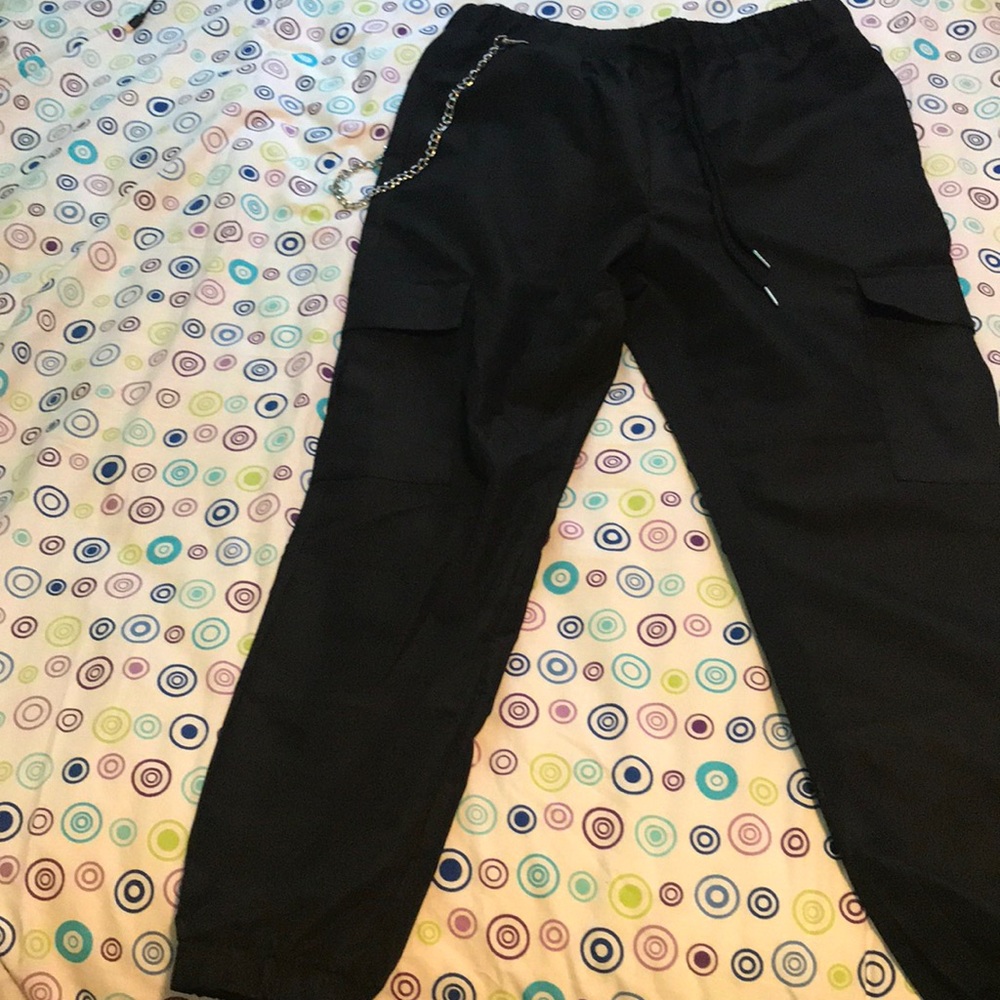 Men drawstring waist flap pocket pants